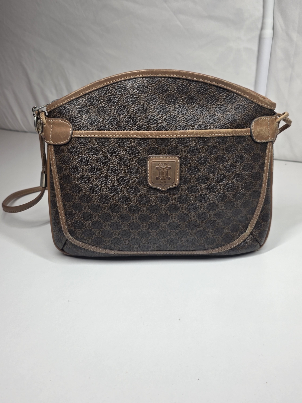 Vintage Celine Brown Monogram Canvas Crossbody Bag